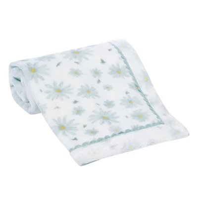 Lambs & Ivy Sweet Daisy White/Blue Floral Soft Luxury Fleece Baby Blanket 3 Lambs & Ivy Sweet Daisy White/Blue Floral Soft Luxury Fleece Baby Blanket - Image 3