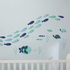 Lambs & Ivy Oceania Aqua/Blue Aquatic Fish Wall Decals/Stickers