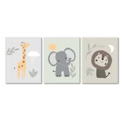 Lambs & Ivy Jungle Story 3-Piece Safari Animals Unframed Nursery Wall Art Decor