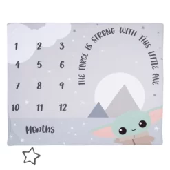 Lambs & Ivy Star Wars The Child/Grogu/Baby Yoda Fleece Milestone Blanket W/ Star