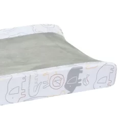 Lambs & Ivy Jungle Story Soft Minky Velour Safari Changing Pad Cover- White/Gray
