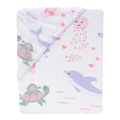 Lambs & Ivy Sea Dreams Soft White 100% Cotton Nautical Ocean Fitted Crib Sheet 2 Lambs & Ivy Sea Dreams Soft White 100% Cotton Nautical Ocean Fitted Crib Sheet - Image 2