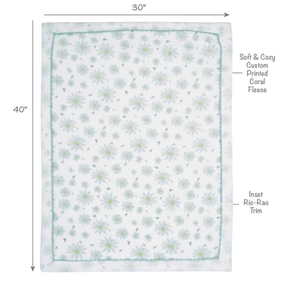 Lambs & Ivy Sweet Daisy White/Blue Floral Soft Luxury Fleece Baby Blanket 2 Lambs & Ivy Sweet Daisy White/Blue Floral Soft Luxury Fleece Baby Blanket - Image 2