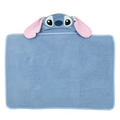 Lambs & Ivy Disney Stitch Luxury Blue Cotton Terry Hooded Baby Bath Towel