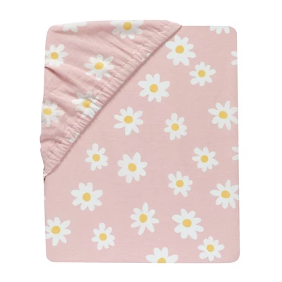 Lambs & Ivy Daisy Dreams Breathable 100% Cotton Baby Fitted Crib/Toddler Sheet - Pink 2 Lambs & Ivy Daisy Dreams Breathable 100% Cotton Baby Fitted Crib/Toddler Sheet - Pink - Image 2