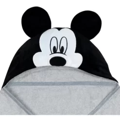 Lambs & Ivy Disney Baby Mickey Mouse Gray Cotton Hooded Baby Bath Towel