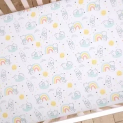 Lambs & Ivy Disney Baby Cozy Friends Winnie The Pooh Fitted Crib Sheet - White