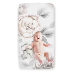 Lambs & Ivy 4-Piece Signature Floral/Leaf Baby Crib Bedding Set - White/Gray -Lambs & Ivy GUEST 301c20c5 c4e2 4e27 8bd3 86f34b28370e