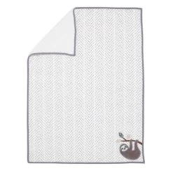Lambs & Ivy Baby Jungle Gray/White Faux Shearling Sloth Baby Blanket