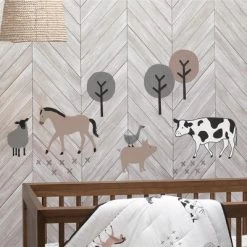 Lambs & Ivy Baby Farm Animals 5-Piece White/Taupe Baby Crib Bedding Set -Lambs & Ivy GUEST 38d4fcda bbe2 4cdc 8a9e cc092d392349