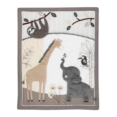 Lambs & Ivy Baby Jungle Animals 4-Piece Gray/White/Taupe Crib Bedding Set 1 Lambs & Ivy Baby Jungle Animals 4-Piece Gray/White/Taupe Crib Bedding Set