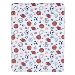 Lambs & Ivy Baby Sports White Fleece Baby Blanket - Football/Basketball/Baseball -Lambs & Ivy GUEST 43c5f97e 42e2 4718 ae68 0420ba762465