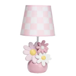 Lambs & Ivy Daisy Dreams Hand-Painted Pink Floral Lamp With Shade And LED Bulb (Includes LED Light Bulb) -Lambs & Ivy GUEST 46b4980a 4f8a 487c 9a7f d0e47a37e687