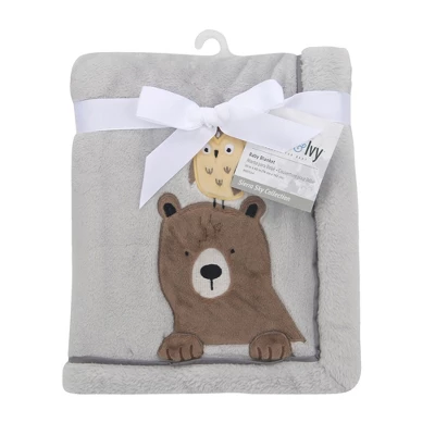 Lambs & Ivy Sierra Sky Grey Bear/Owl Soft Fleece Baby Blanket 3 Lambs & Ivy Sierra Sky Grey Bear/Owl Soft Fleece Baby Blanket - Image 3