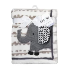 Lambs & Ivy Urban Jungle Gray Elephant Baby Blanket