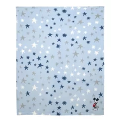Lambs & Ivy Disney Baby Mickey Mouse Appliqued Blue Star Fleece Baby Blanket