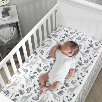 Lambs & Ivy Baby Jungle Animals 4-Piece Gray/White/Taupe Crib Bedding Set 6 Lambs & Ivy Baby Jungle Animals 4-Piece Gray/White/Taupe Crib Bedding Set - Image 6