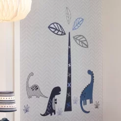 Lambs & Ivy Baby Dino Nursery Blue/Gray Dinosaur And Tree Wall Decals/Stickers