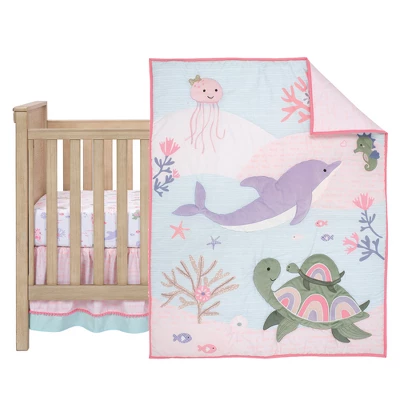Lambs & Ivy Sea Dreams 3-Piece Dolphin/Turtle Nautical Baby Crib Bedding Set 1 Lambs & Ivy Sea Dreams 3-Piece Dolphin/Turtle Nautical Baby Crib Bedding Set