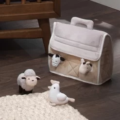 Lambs & Ivy Baby Farm Plush Barn With 4 Stuffed Animals Toy - Taupe/Gray/White -Lambs & Ivy GUEST 55762494 856b 4ee5 812d b7107d525a33