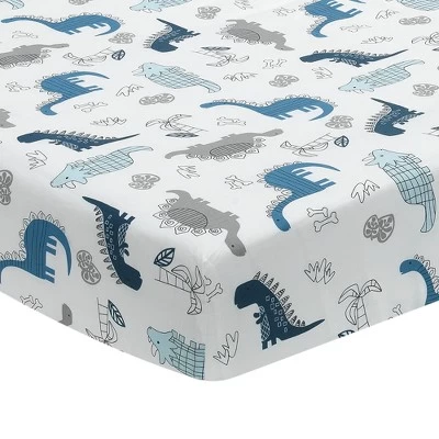 Lambs & Ivy Baby Dino Blue/White Dinosaur Nursery 6-Piece Crib Bedding Set 3 Lambs & Ivy Baby Dino Blue/White Dinosaur Nursery 6-Piece Crib Bedding Set - Image 3