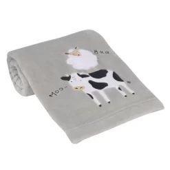Lambs & Ivy Baby Farm Cow/Sheep Appliqued Gray Luxury Fleece Baby Blanket -Lambs & Ivy GUEST 62ec983f f5ac 4bcb 9c60 91c8515984f9