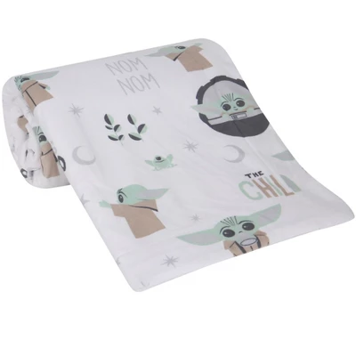Lambs & Ivy Star Wars The Child/Baby Yoda/Grogu White Minky/Fleece Baby Blanket 2 Lambs & Ivy Star Wars The Child/Baby Yoda/Grogu White Minky/Fleece Baby Blanket - Image 2