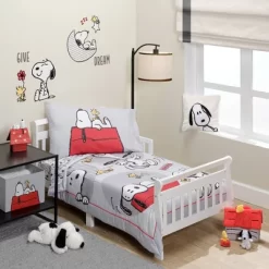 Lambs & Ivy 4pc Snoopy Love Toddler Bedding Set - Gray/Red/White -Lambs & Ivy GUEST 723341b0 2e9f 4b6c 834a 6392747a0959