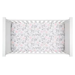 Lambs & Ivy Petals White/Pink/Gray Floral 100% Cotton Fitted Crib/Toddler Sheet -Lambs & Ivy GUEST 7566c28d d3c9 436c 8c1d 12311dc04ec3