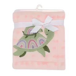 Lambs & Ivy Sea Dreams Cozy Pink Fleece Turtle Applique Baby Blanket -Lambs & Ivy GUEST 7a736e55 fb98 430d 8a6a 4b5c44a398b1