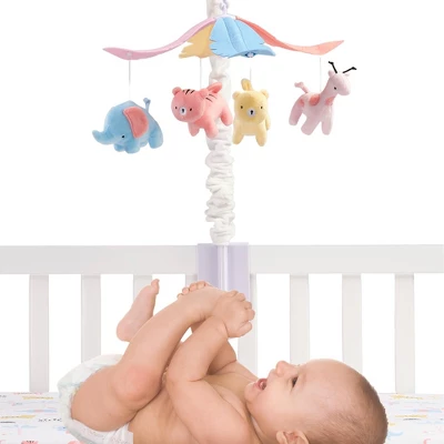 Lambs & Ivy Snuggle Jungle Pastel Safari Musical Baby Crib Mobile Soother Toy 1 Lambs & Ivy Snuggle Jungle Pastel Safari Musical Baby Crib Mobile Soother Toy