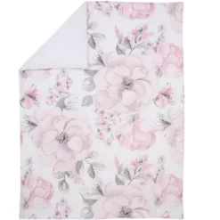 Lambs & Ivy Botanical Baby Watercolor Floral Pink Fleece Baby Blanket