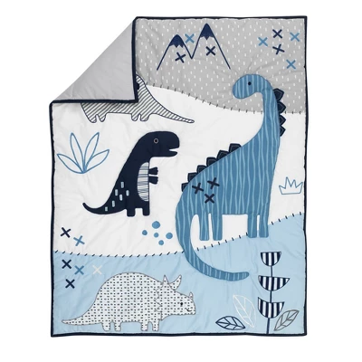 Lambs & Ivy Baby Dino Blue/White Dinosaur Nursery 6-Piece Crib Bedding Set 9 Lambs & Ivy Baby Dino Blue/White Dinosaur Nursery 6-Piece Crib Bedding Set - Image 9