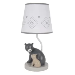 Lambs & Ivy Woodland Forest Gray Bears Nursery Lamp With Shade & Bulb