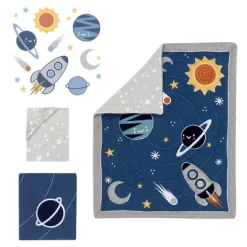 Lambs & Ivy Milky Way Space Galaxy 4-Piece Baby Nursery Crib Bedding Set - Blue/Gray -Lambs & Ivy GUEST 888519f8 6779 4a71 8eb0 0f43a7353a32