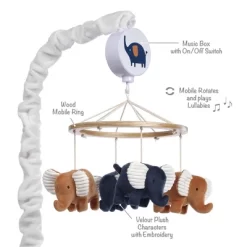 Lambs & Ivy Playful Elephant Blue/White Musical Baby Crib Mobile Soother Toy -Lambs & Ivy GUEST 8faa4f82 552f 4207 8899 3b846d6913d3