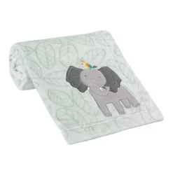 Lambs & Ivy Jungle Friends Appliqued Fleece Nursery Baby Blanket - Elephant -Lambs & Ivy GUEST 9b417ed0 ba39 4616 a376 3ab9e386ffe4