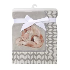 Lambs & Ivy Painted Forest Fox Coral Fleece Baby Blanket - Gray -Lambs & Ivy GUEST 9c66adc2 187f 4d84 9933 f4996836e620