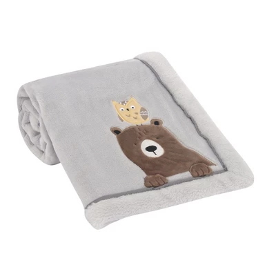 Lambs & Ivy Sierra Sky Grey Bear/Owl Soft Fleece Baby Blanket 1 Lambs & Ivy Sierra Sky Grey Bear/Owl Soft Fleece Baby Blanket