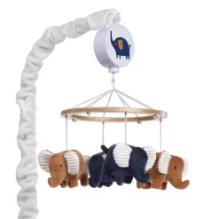 Lambs & Ivy Playful Elephant Blue/White Musical Baby Crib Mobile Soother Toy -Lambs & Ivy GUEST a34b0324 3ccb 4a2d 93e6 3f5b0f140424