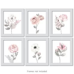 Lambs & Ivy Watercolor Floral Unframed Nursery Child Wall Art 6pc - Pink/Gray -Lambs & Ivy GUEST a70591ee 0208 4653 993b ee8bc95fe01b