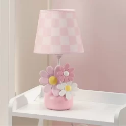 Lambs & Ivy Daisy Dreams Hand-Painted Pink Floral Lamp With Shade And LED Bulb (Includes LED Light Bulb) -Lambs & Ivy GUEST ac52e7ae ca6c 471a 8b5f 5802bbcca92b