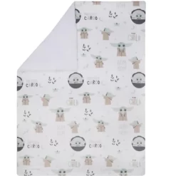 Lambs & Ivy Star Wars The Child/Baby Yoda/Grogu White Minky/Fleece Baby Blanket
