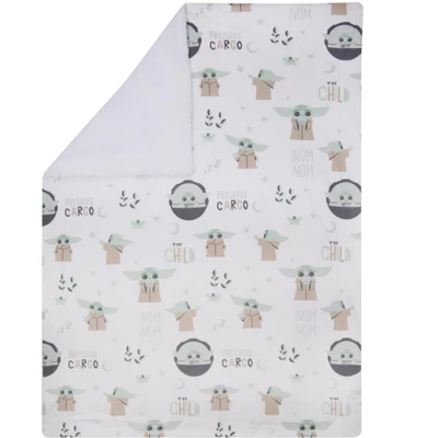 Lambs & Ivy Star Wars The Child/Baby Yoda/Grogu White Minky/Fleece Baby Blanket 1 Lambs & Ivy Star Wars The Child/Baby Yoda/Grogu White Minky/Fleece Baby Blanket