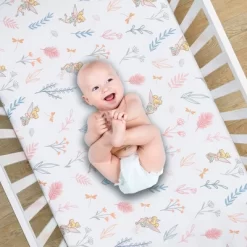 Lambs & Ivy Disney Baby Tinker Bell Fitted Crib Sheet - Pink/White