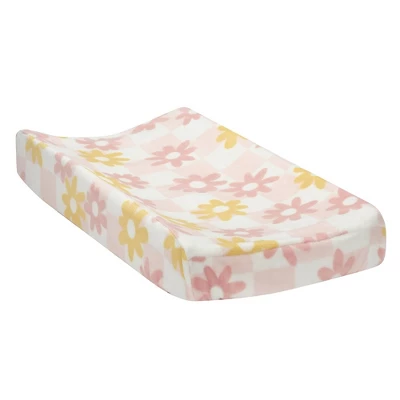 Lambs & Ivy Daisy Dreams Changing Pad Cover - Pink/White Checkered Soft Luxury 5 Lambs & Ivy Daisy Dreams Changing Pad Cover - Pink/White Checkered Soft Luxury - Image 5