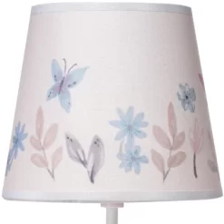 Lambs & Ivy Baby Blooms Pink Butterfly Nursery Lamp With Floral Shade & Bulb