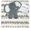 Lambs & Ivy Jungle Safari White/Tan Plush Minky Elephant Nursery Baby Blanket