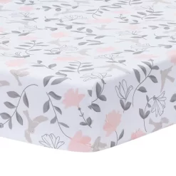 Lambs & Ivy Petals White/Pink/Gray Floral 100% Cotton Fitted Crib/Toddler Sheet -Lambs & Ivy GUEST bf23dcd0 1b76 46a2 b804 82587bab8bff