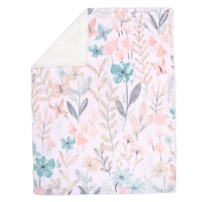 Lambs & Ivy Baby Blooms Watercolor Floral/Butterfly Soft Fleece Baby Blanket 1 Lambs & Ivy Baby Blooms Watercolor Floral/Butterfly Soft Fleece Baby Blanket